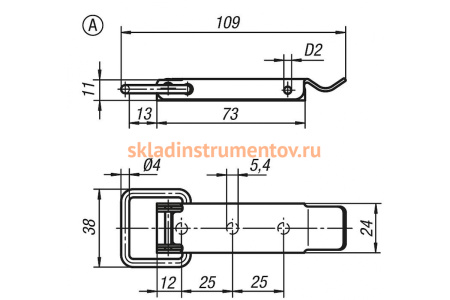 Накидная защелка со скобой KIPP K0045.1541091.9143371
