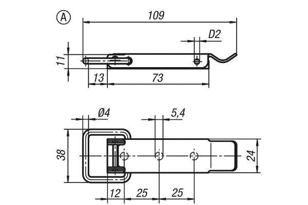 Накидная защелка со скобой KIPP K0045.1541091.9143371