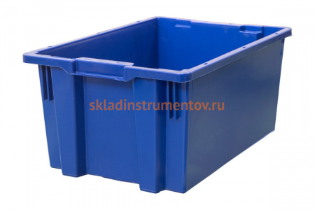 Ящик Тара.ру п/э, 600х400х270 дно гладкое, синий 21431