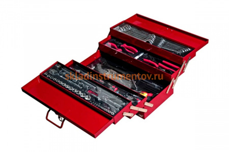 Набор инструментов 1/4",1/2" в переносном инструментальном ящике 535х258х225мм 5 лотков, 108шт JTC-B108
