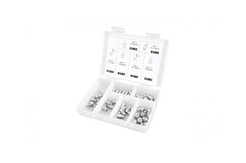 Комплект прпесс-масленок в пластиковой коробке 110 шт М6 М8 М10 прямой и 90 градусов GROZ GR43971