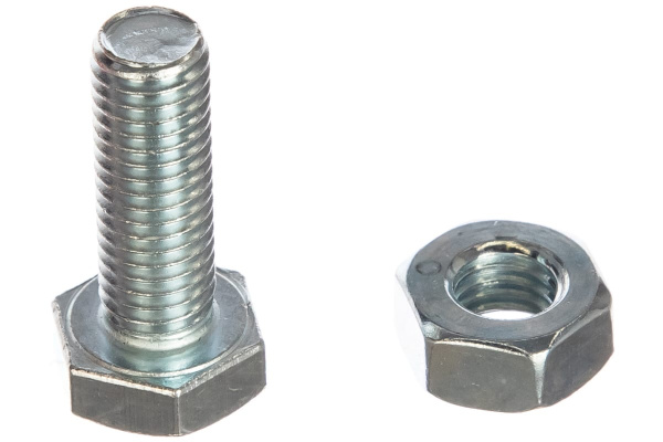 Болт с шестигранной головкой в комплекте с гайкой, шайбой, шайбой пружинной, ЗУБР, МАСТЕР, 303436-10-030