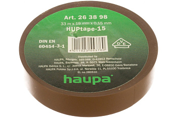 Изолента ПВХ HAUPA 19 мм x 33 м, цвет коричневый 263898