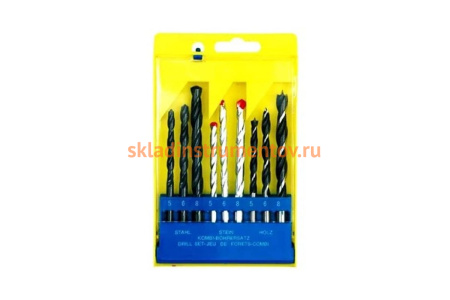 Набор сверл по бетону, металлу, дереву (9 шт; 5-8 мм) SPARTA 725055