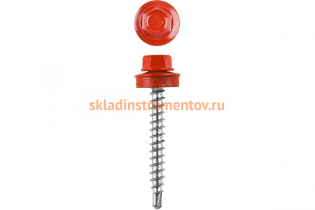 Саморезы Зубр для крепления кровельн. матер. к дерев. обреш. цвет RAL 3003 рубиново-красный оцинк. 4,8x50мм, 250шт. 4-300315-48-050-3003