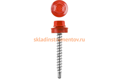 Саморезы Зубр для крепления кровельн. матер. к дерев. обреш. цвет RAL 3003 рубиново-красный оцинк. 4,8x50мм, 250шт. 4-300315-48-050-3003