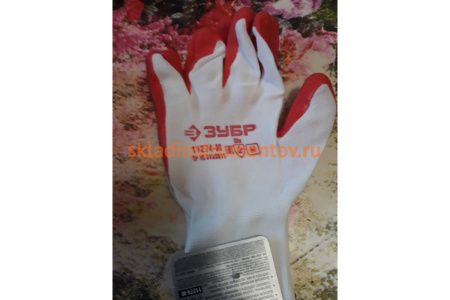 Садовые перчатки Зубр тонкие, с рельефным латексным покрытием, размер 8/M 11274-M