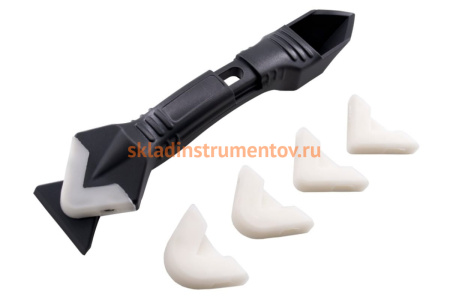 Шпатель-скребок РемоКолор 3 в 1 для удаления/выравнивания герметика, 5 насадок, 12-2-122