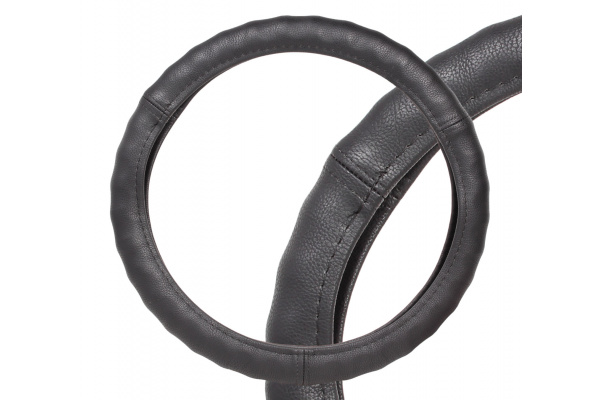 Ребристая оплетка на руль Airline гладкая кожа, черная, 37-39 см М AWC-RS-12M