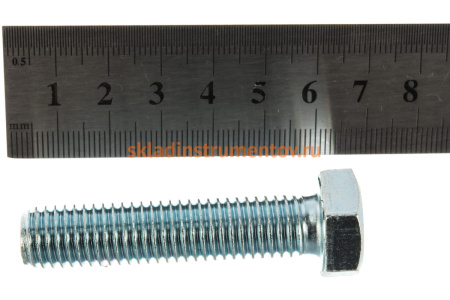 Болт с шестигранной головкой Зубр DIN 933, класс прочности 8.8, оцинкованный, M12x55 мм, ТФ6, 3 шт. 4-303076-12-055