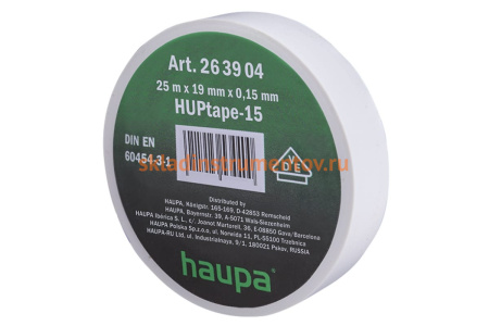 Изолента ПВХ HAUPA 19 мм x 25 м, цвет белый 263904