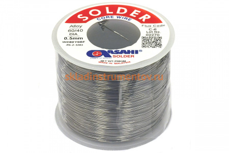 Припой (0.5 мм, 0.25 кг, Sn60/Pb40, С-6 водорастворимый флюс) ASAHI 00-00004277