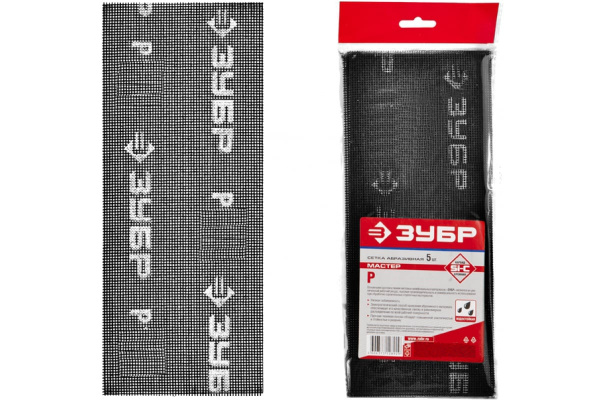 Сетка шлифовальная МАСТЕР абразивная, водостойкая № 400 (5 шт; 115х280 мм) Зубр 35483-400