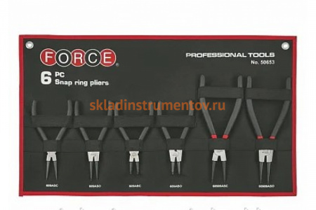 Набор стопорных пружинных колец FORCE 6 предметов 50653