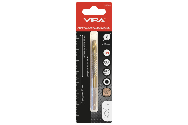 Сверло-фреза Кукуруза 8 мм; 1/4HEX-E VIRA 551308