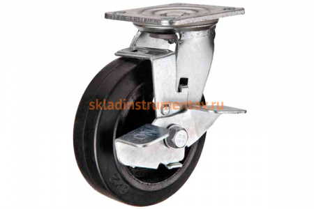 Большегрузное чугунное колесо поворотное с панелью и тормозом SCDB 55 (125 мм; 160 кг) А5 1000098