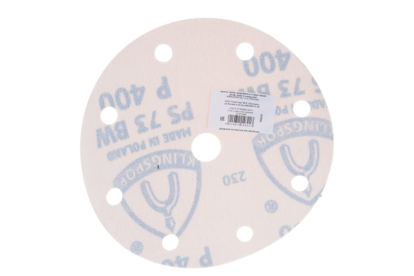 Круг шлифовальный на липучке для обработки красок, лаков и шпаклевок (150 мм; Р400; 8 отверстий) KLINGSPOR 301215