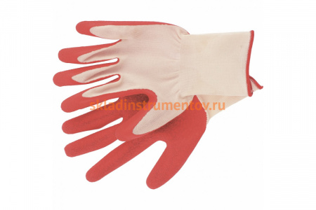 Полиэфирные перчатки с рельефным покрытием из натурального латекса СИБРТЕХ 67767