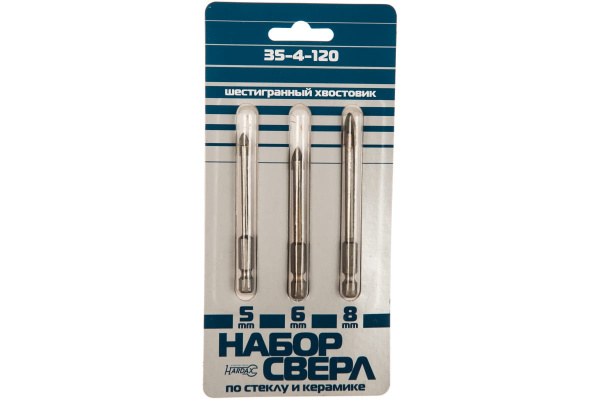 Набор сверл по стеклу и керамике 5, 6, 8 мм РемоКолор 35-4-120