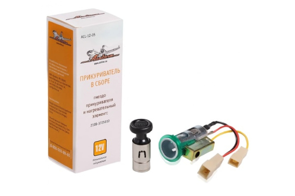 Прикуриватель для ВАЗ 2108-099,ОКА, 2141, Газель, Таврия в сборе Airline ACL-12-05
