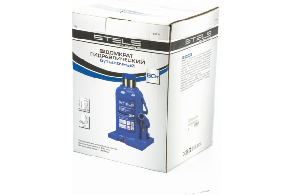 Гидравлический бутылочный домкрат 50 т, h подъема 280–450 мм STELS 51171
