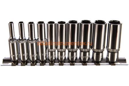 Набор глубоких торцевых головок (10 пр; 1/4 DR; 4-13 мм) ЭВРИКА ER-95150