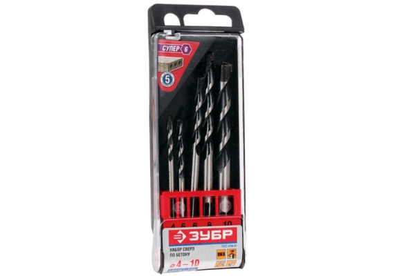 Набор сверл "СУПЕР-6" (5 шт.) по бетону ЗУБР 2916-H5