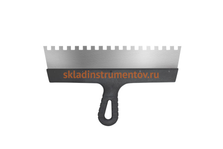 Фасадный зубчатый шпатель (350 мм, нержавеющая сталь, 10 мм) Biber 35239 тов-169790