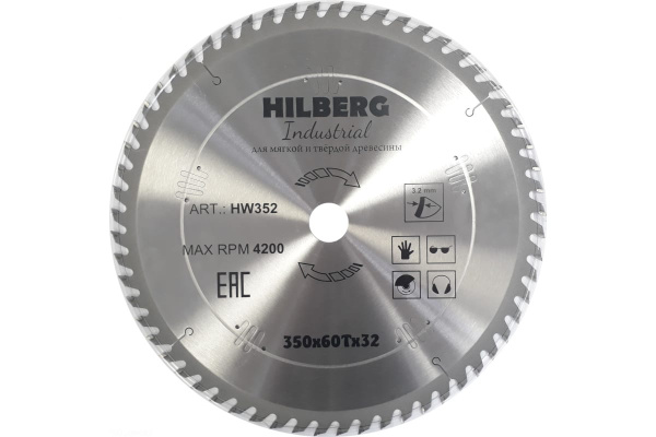 Диск пильный по дереву Industrial (350х32 мм; 60Т) Hilberg HW352