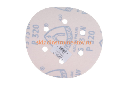 Круг шлифовальный на липучке для обработки красок, лаков и шпаклевок (150 мм; Р320; 6 отверстий) KLINGSPOR 301227