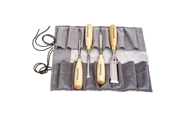 Набор стамесок 8,10,16,32мм (прямая РК, 4 штуки, в сумке-скрутке) Петроградъ М00012814