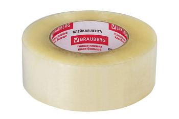 Клейкая лента BRAUBERG 48 мм х 200 м, упаковочная, прозрачная, 45 мкм, 440089