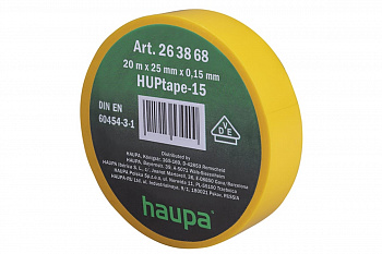Изолента ПВХ HAUPA цвет желтый, шир.25 мм, длина 20 м, d 74 мм 263868