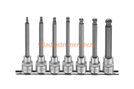 Набор головок наружный шестигранник L=100 мм, 3/8" FORCE 3076L