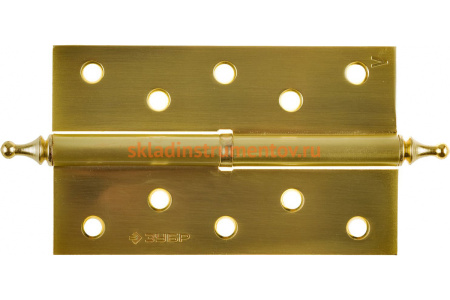 Дверная разъемная петля Зубр Эксперт 1 подшипник цвет матовая латунь SB левая с крепежом 125x75x2.5 мм 2 шт. 37605-125-3L