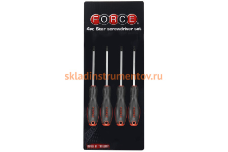 Набор отверток торкс Т6, Т7, Т8, Т9 4 предмета FORCE 2044