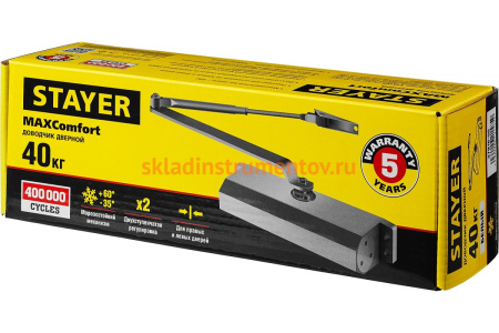 Дверной доводчик для дверей массой до 40 кг STAYER цвет белый 37916-50