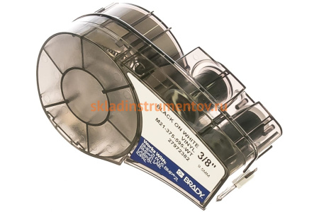 Лента 9.53мм/6.4м винил, черный на белом Brady M21-375-595-WT brd142800