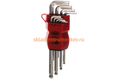 Шестигранные ключи с шариком 9 штук 1,5-10 мм КЕДР 037-2321 25044