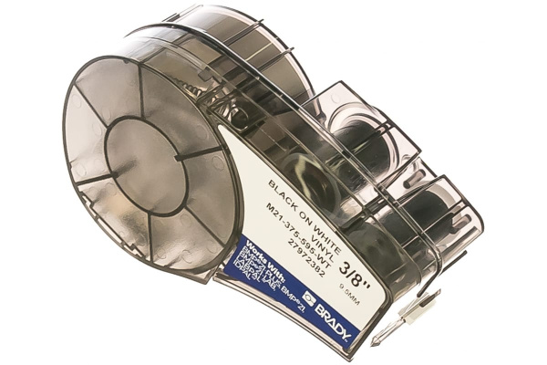 Лента 9.53мм/6.4м винил, черный на белом Brady M21-375-595-WT brd142800