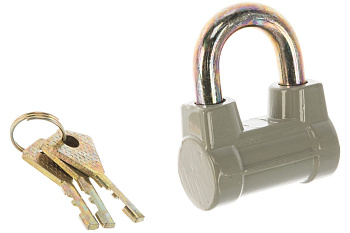 Навесной замок КУРС цилиндрический, корпус из алюминиевого сплава, стальная дужка, 60 мм 67021
