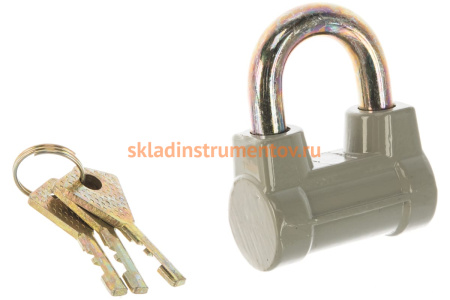 Навесной замок КУРС цилиндрический, корпус из алюминиевого сплава, стальная дужка, 60 мм 67021