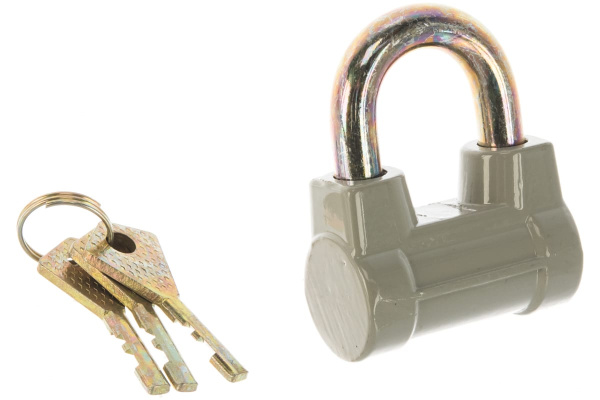 Навесной замок КУРС цилиндрический, корпус из алюминиевого сплава, стальная дужка, 60 мм 67021