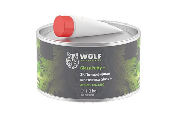 2K Полиэфирная шпатлевка Glass+ 1.8 кг с отвердителем Wolf 106.1800