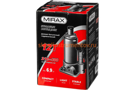 Гидравлический бутылочный домкрат MIRAX 12т, 210-400 мм 43260-12