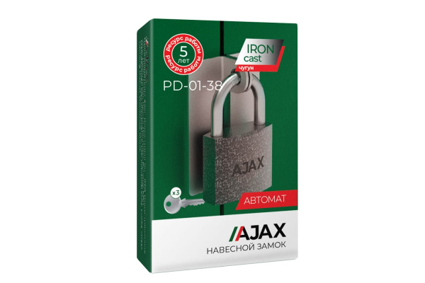 Навесной замок AJAX PD-01-38 англ. 3 кл., коробка 42233
