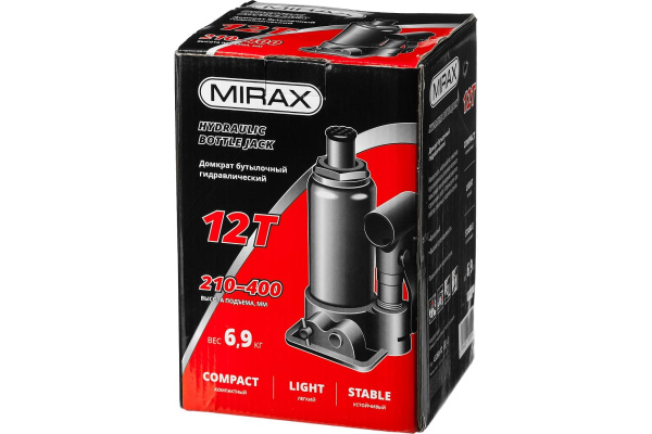Гидравлический бутылочный домкрат MIRAX 12т, 210-400 мм 43260-12