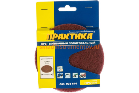 Круг войлочный (125 мм; Velcro) ПРАКТИКА 038-616