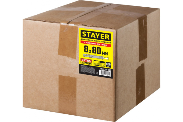 Полипропиленовый дюбель-гвоздь Stayer потайный бортик 8x80 мм 800 шт. 30641-08-080