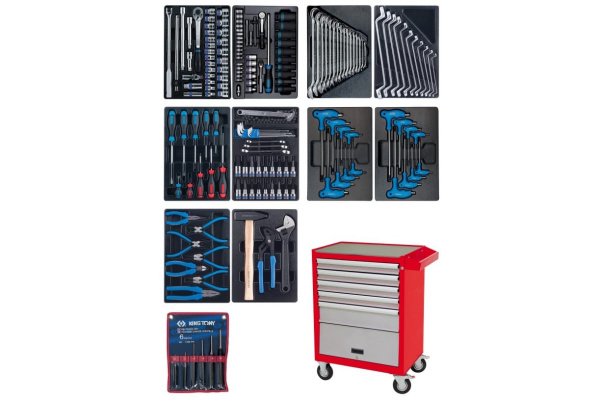 Набор инструментов в красной тележке, 173 предмета KING TONY 932-000AMR